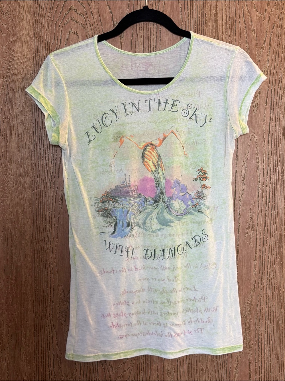 The Beatles “Lucy in the Sky with Diamonds” Sheer Baby Tee Boutique Graphic Top